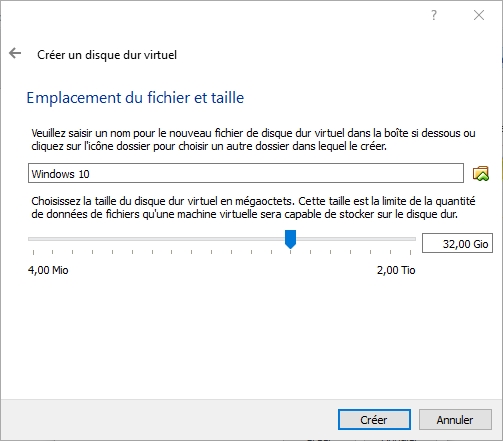 taille disque Win 10 